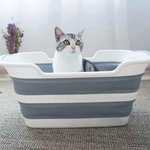 7.1 (27L) 30 lbs Goderewild Collapsible Pet Bathtub, Gal - Foldable Bathing Tub with Drain Plug for Dogs & Cats Under