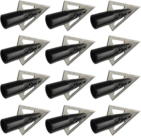 Traditional Wooden Arrow Specific Hunting Broadheads - 12pcs 135 Grain, 0.35" Inner