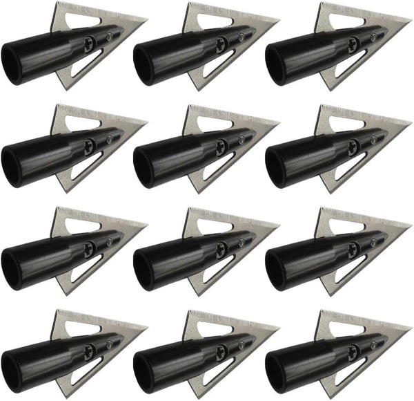 Traditional Wooden Arrow Specific Hunting Broadheads - 12pcs 135 Grain, 0.35" Inner