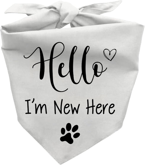 Joyriza Hello I'm New Here Dog Bandana, New Puppy Reveal Party Photo Prop,