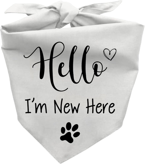 Joyriza Hello I'm New Here Dog Bandana, New Puppy Reveal Party Photo Prop,