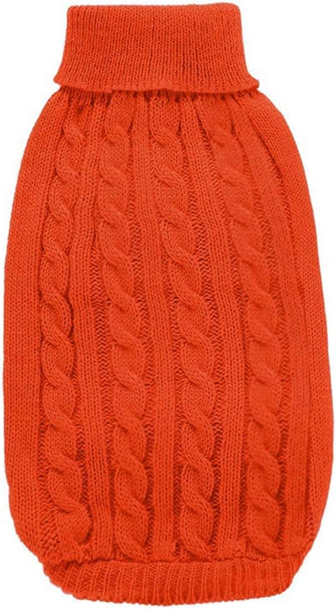 CHBORCHICEN Small Dog Sweaters Knitted Winter Clothes for Pet Cat, Warm Dog Sweatshirt, Puppy Sweater (X-Small, Orange)