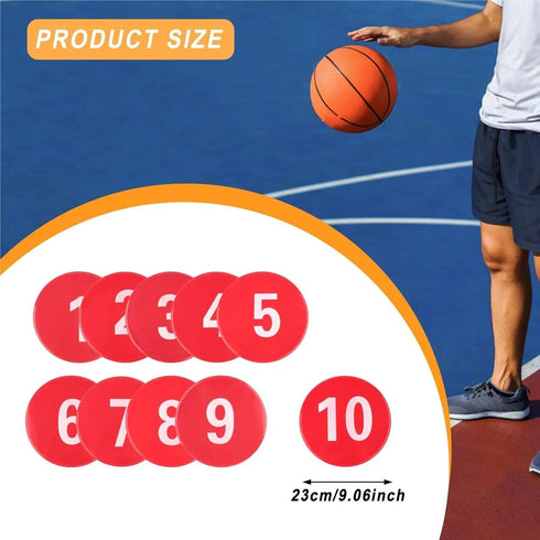KaiYeA 10pcs Spot Markers Flat Disc Markers Soccer Sports Practice Numbered PVC Training Mats for Indoor Classroom