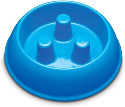 Brake-Fast Dog Food Slow Feed Bowl, Medium, Blue