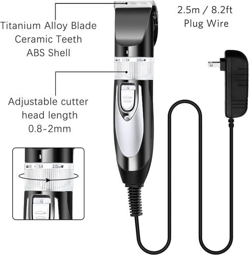 Mudder Electric Goat Clipper, 12V High Power Dog Shaver for Grooming, Low Noise Plug-in Pet Trimmer with 4 Guide Combs