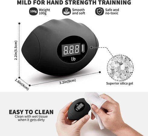 Hand Grip Strengthener, Rechargeable Digital Trainer up to 220.4 Lbs (100kg) for Strength Training and Exercising