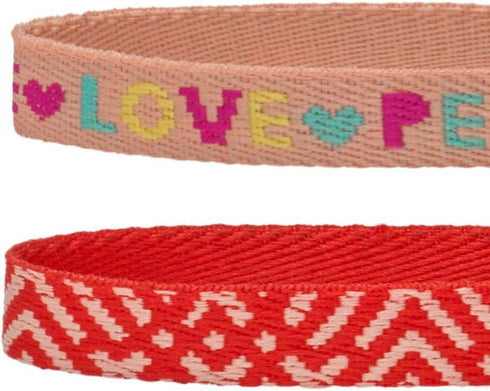 Blueberry Pet Pack of 2 Cat Collars, Adjustable Breakaway with Bell, Love Peace Theme & Salmon Pink Geometry