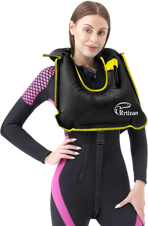 Rrtizan Snorkel Vest, Portable Inflatable Swim Jackets for Adults, Safety for Snorkeling Swimming Diving