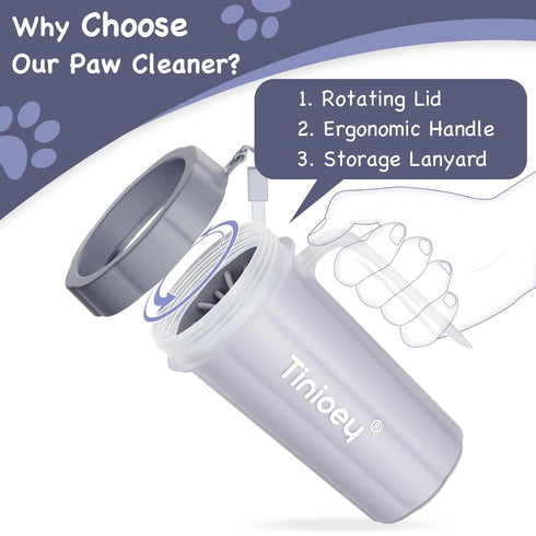 Dog Paw Cleaner for Large Dogs with Handle, Foot Washer for Muddy Paws (Gray)