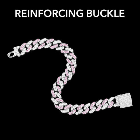 Silver Cuban Dog Chain Collars, Metal Choke Collar with Secure Buckle, Pet Crystal Necklace for Small Medium Large Dogs