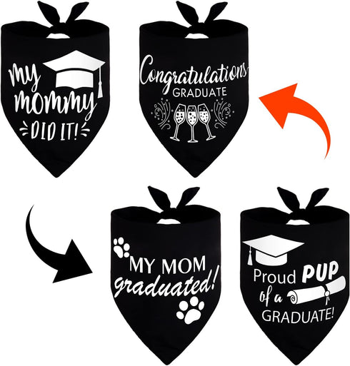 Whaline 2 Pack Graduation Dog Bandana, Reversible Triangle Bibs Adjustable Pet Kerchief Scarf for Everyday Wear