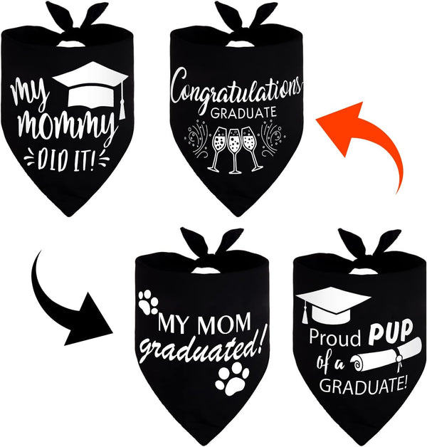 Whaline 2 Pack Graduation Dog Bandana, Reversible Triangle Bibs Adjustable Pet Kerchief Scarf for Everyday Wear