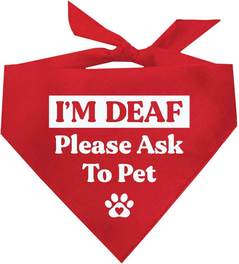 I'm Deaf Please Ask to Pet Dog Bandana (Red, OS 584)