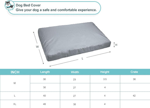 Explore Land Scratch Resistance Dog Bed Cover, Canvas Washable Dog Crate Pad Replacement Cover - 48Lx36Wx4H inch -