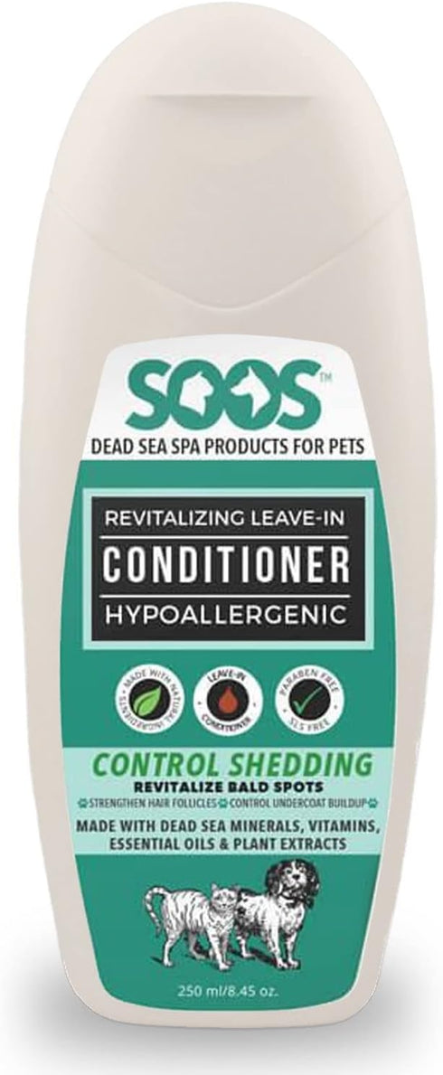 Soos Pets Natural Dead Sea Pet Conditioner - Hypoallergenic Leave-In for Dogs and Cats, 250ml / 8.45 oz