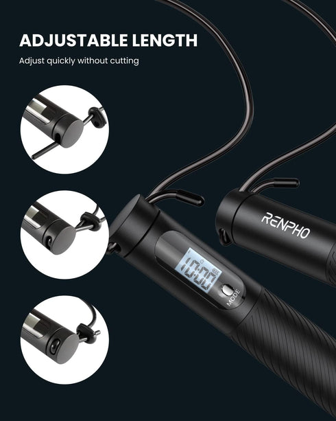 RENPHO Cordless Weighted Jump Rope with Counter, Smart Skipping Rope for Fitness, APP Data Analysis, at-Home Workout