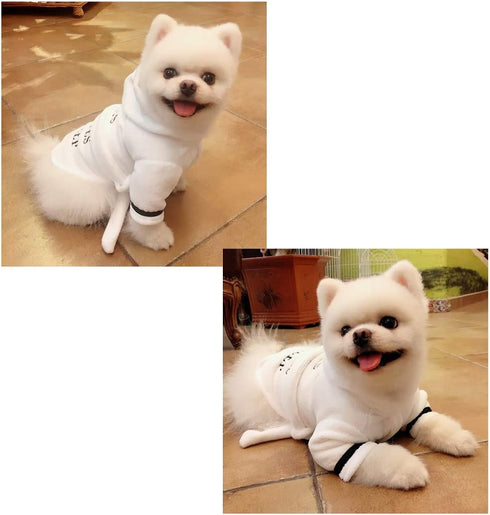 Stock Show Pet Pajama with Hood, Thickened Luxury Soft Cotton Bathrobe, Quick Drying Dog Towel, White, S