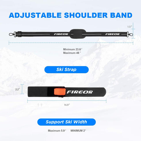 FIREOR Ski Carrier Strap Kit for Snowboard, Pole, and Boot Carry with Adjustable Cushioned Shoulder Sling
