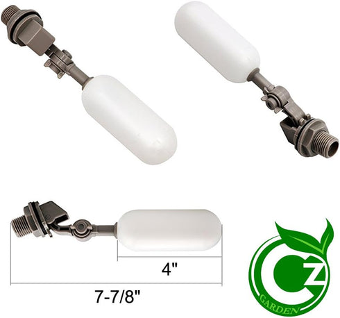 PVC Mini Float Valve with Adjustable Arm for 1/2" Vinyl Tubing, RO Supply Line for Aquariums and Ponds