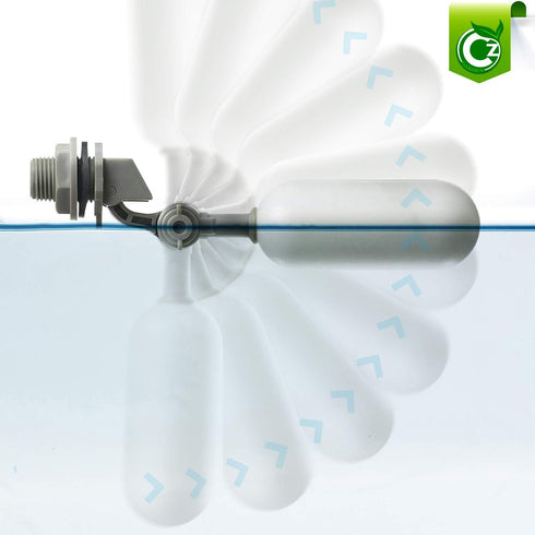 PVC Mini Float Valve with Adjustable Arm for 1/2" Vinyl Tubing, RO Supply Line for Aquariums and Ponds