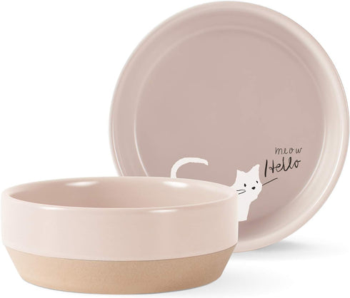 Fringe Studio "Whisker Cat Meow Small Pet Bowl (478001), Blush Stoneware