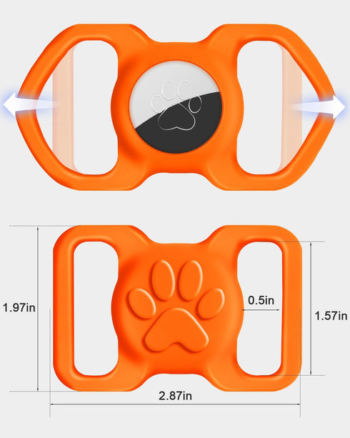 Dynmeow Airtag Dog Collar Holder, Stretchy Silicone for Medium and Large Dogs, Anti-Lost Compatible with 1.2 and 1.5
