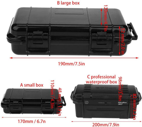 Tbest Heavy Duty Organizer Box, Outdoor Waterproof Shockproof Airtight Storage Container for Fishing and Hiking (Black)