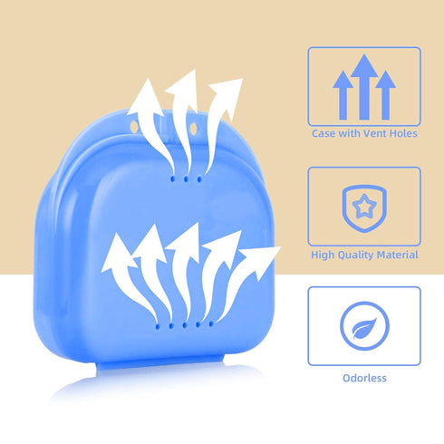 Orthodontic Retainer Case with Vent Holes - Mouthguard Container with Hinged Lid for Office, Travel, Household