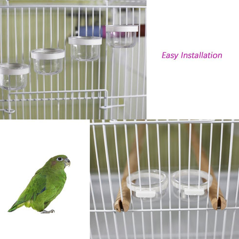 8 Pcs Small Bird Removable Transparent Bowl, Parrot Food Feeder with Small Food Cups for Canary Finch Parrot Small