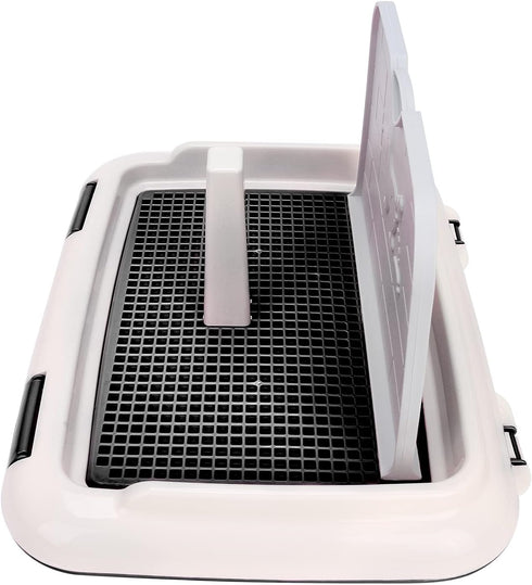Asixxsix Dog Potty Tray, Black Plastic Puppy Training Toilet with Removable Cat Potty Fence for Small and Medium Dogs