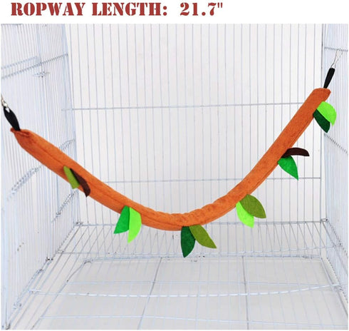 SEIS 5pcs Hamster Hanging Cage Accessories Set Leaf Wood Design Hammock Channel Ropeway Swing for Guinea Pig Rat Birds