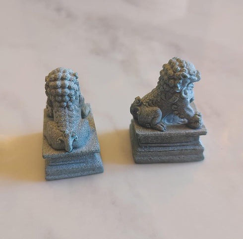 Asian Fu Foo Dogs Statues, Mini Guardian Lion Figurine Sandstone Pets for Fish Tank Aquarium Landscape Ornaments