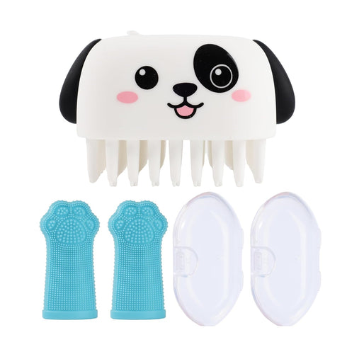 NOWANDBIRD 3PCS Pet Grooming Kit Dog Bath Brush with Soap Dispenser & 2