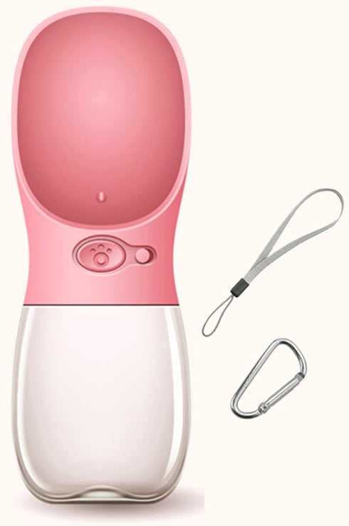 Dog Water Bottle - Leak Proof Portable Pet Water Dispenser for Dogs, Puppy Feeder for Travel (Pink 12oz)