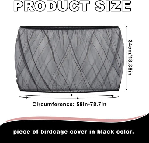 Bird Cage Seed Catcher, Bird Cage Mesh Guard Netting, Bird Cage Seed Guard Skirt, Parakeet Cage Skirt for Round Square Cages (black)