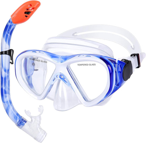 Kids Snorkel Set, Anti-Fog Diving Mask & Swimming Goggles, Dry Top Snorkel Equipment for Ages 5-10