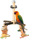 Agape Rotating Parrot Perch Toy with Chew Toy, Natural Wooden Perch Stand