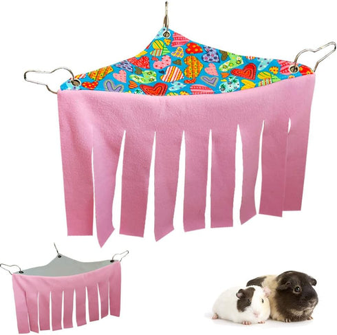 RIOUSSI Guinea Pig Hideout Hideaway Corner Fleece Toys - Cage Accessories with Reversible Sides