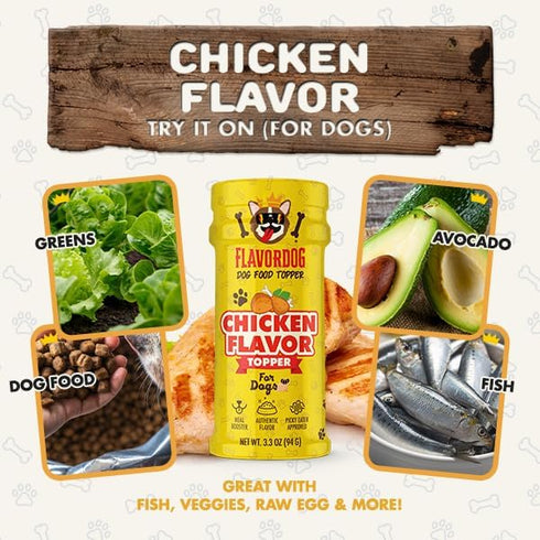 Flavor God Dog Food Topper for Picky Eaters, Chicken Flavor - Low-Calorie Meal Sprinkle Topper for dogs, 3.3 oz