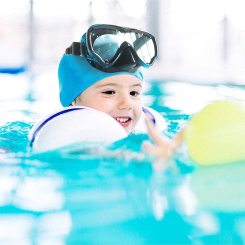 Kids Snorkel Gear Diving Mask with Anti-Fog and Anti-Leak Swimming Goggles for Children 4-14 Age Waterproof Tempered