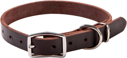 ADITYNA Classic Style Leather Dog Collar for Small Dogs, Soft and Strong, Heavy Duty Top-Grain Leather (S, Neck: 12-16