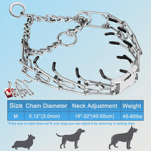 Safiman Classic Prong Training Collar for Dogs, Adjustable Pinch Collar with Quick Release for Small, Medium, Large Dogs