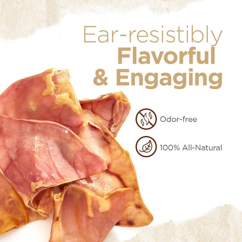 Natural Farm Pig Ears for Dogs (25 Pack) - All-Natural Whole Dog Treats, Single Ingredient & Highly Digestible Jumbo