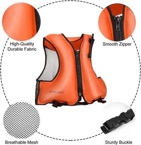 Snorkel Vest for Adults, Inflatable Snorkeling Vest, Swim Jackets, Inflatable Safety Float Jackets for Women/Men,