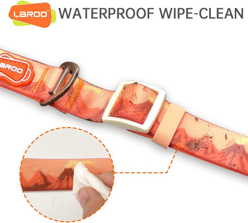 LaRoo Waterproof Dog Collar Heavy Duty PVC Pet Collars for Training, Cool Design & Pull Resistance Neckband for Pool Party Beach Outdoor Playing