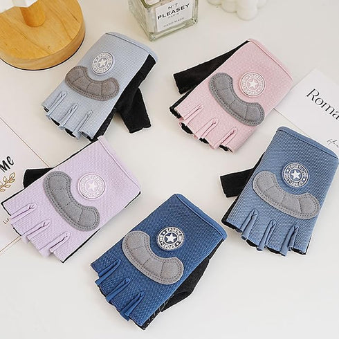 OVOY 4-12 Breathable Fingerless Workout Gym Gloves for Kids T - Anti-Slip and Durable Exercise Gloves