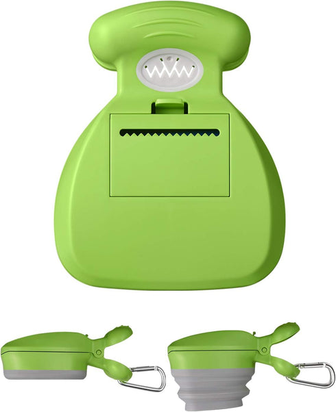 KALLAK Portable Dog Pooper Scooper, Hands Held Pet Poop Picker Upper with Integrated Bag Dispenser and 2 Rolls Waste