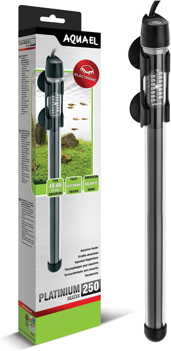 Aquael Platinium Aquarium Heater - 250 Watt for Freshwater & Saltwater Aquariums (48-66 Gallons)