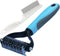 Double Sided Undercoat Rake Comb - Pet Grooming Tool for Dog and Cat Shedding, Dematting, Flea Comb Set (Blue/16 tooth)