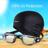 Swimming Goggles and Cap Set, Silicone Swim Hat Pack for Adults with Anti-Fog Glasses
